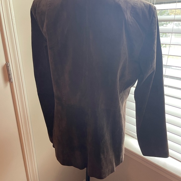 Liz Clairborne vintage 100% suede rich brown lined blazer jacket in size large - Picture 8 of 9